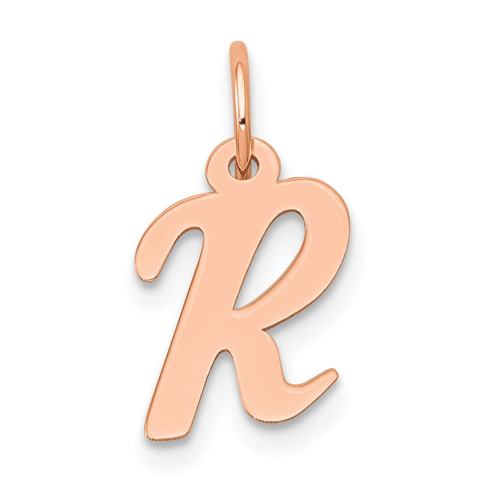14K Roségold Klein Schreibschrift Buchstabe R Initiale Charm