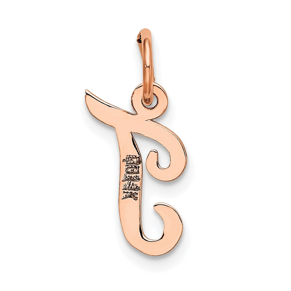 14K Roségold Klein Schreibschrift Buchstabe T Initiale Charm