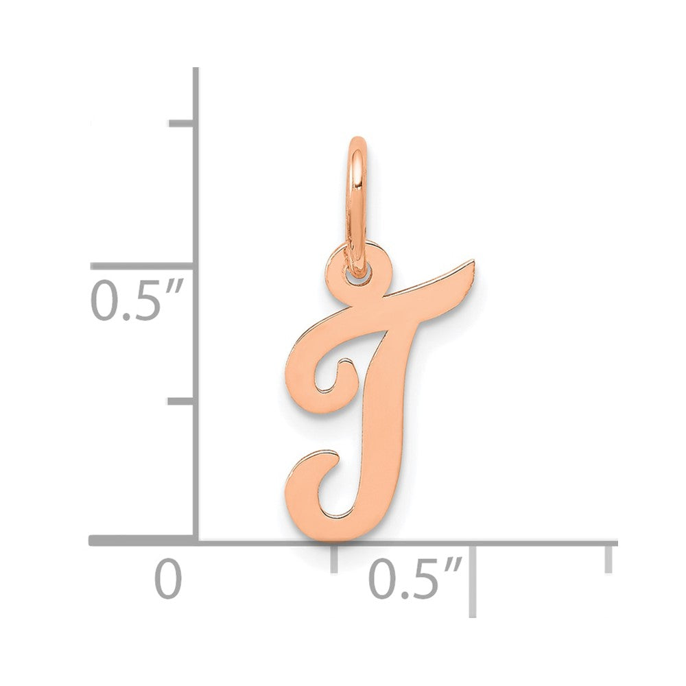 14K Roségold Klein Schreibschrift Buchstabe T Initiale Charm