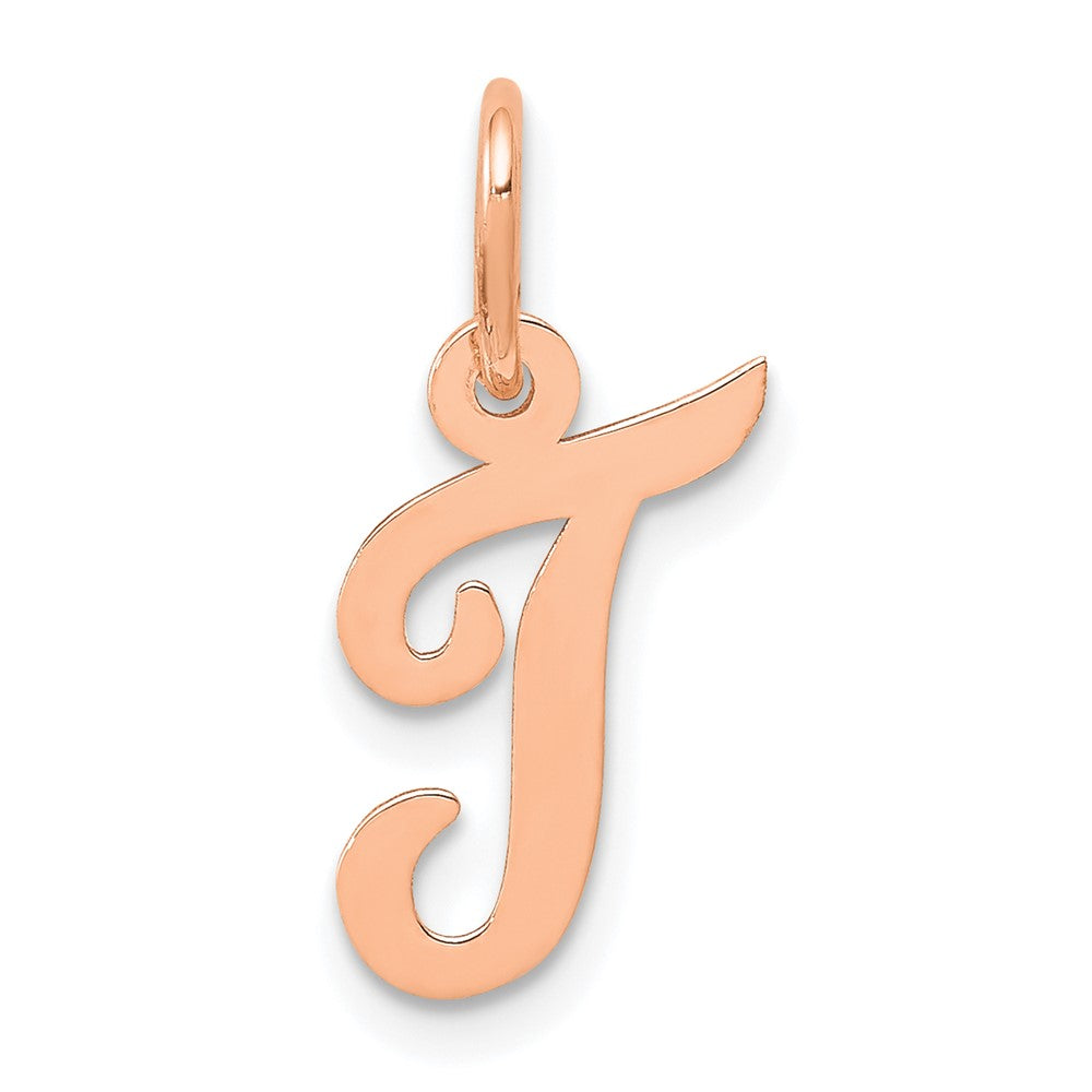 14K Roségold Klein Schreibschrift Buchstabe T Initiale Charm