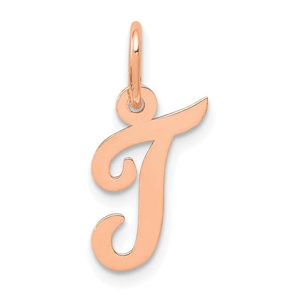 14K Roségold Klein Schreibschrift Buchstabe T Initiale Charm