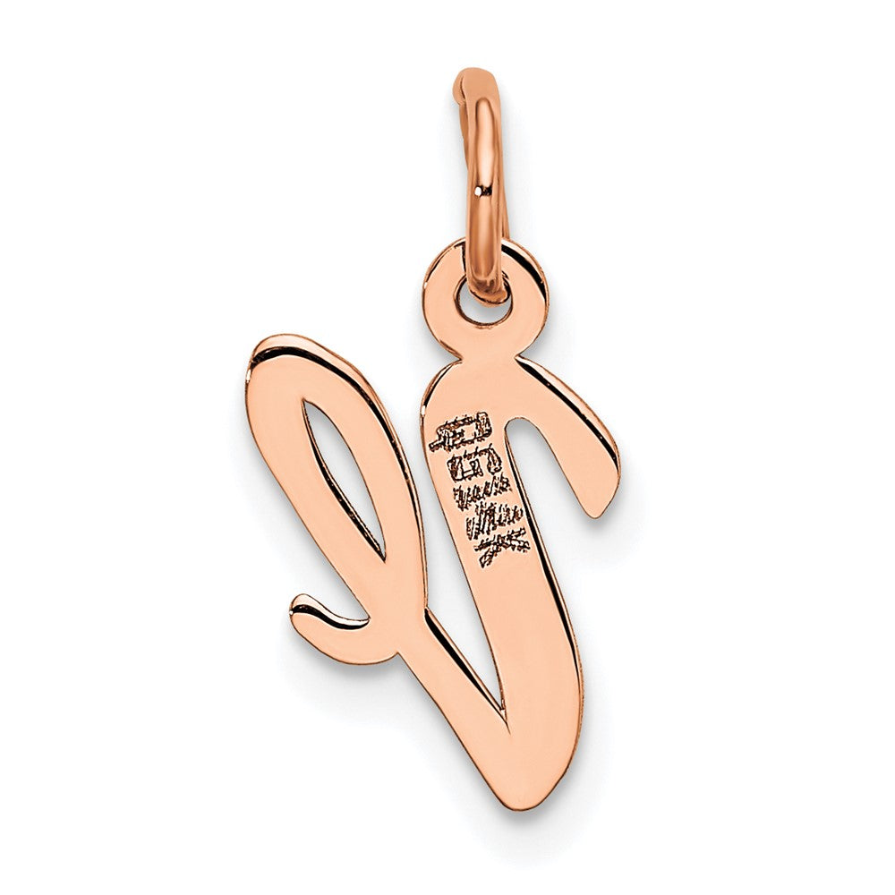 14K Roségold Klein Schreibschrift Buchstabe V Initiale Charm