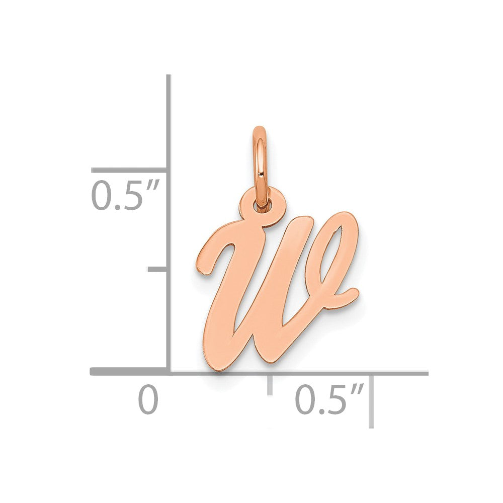 14K Roségold Klein Schreibschrift Buchstabe W Initiale Charm