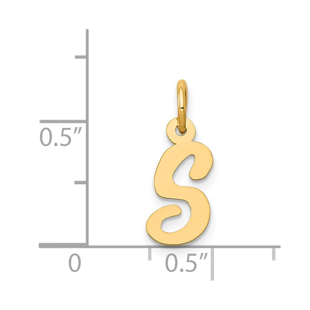 14K Gelbgold 14K Klein Schreibschrift Buchstabe S Initiale Charm