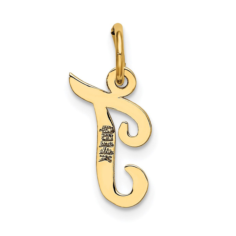 14K Gelbgold 14K Klein Schreibschrift Buchstabe T Initiale Charm