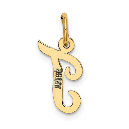 14K Gelbgold 14K Klein Schreibschrift Buchstabe T Initiale Charm