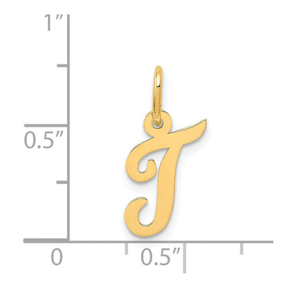 14K Gelbgold 14K Klein Schreibschrift Buchstabe T Initiale Charm
