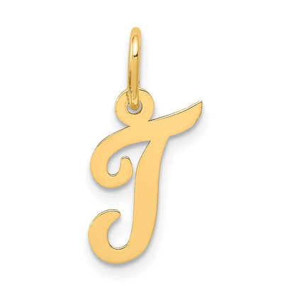 14K Gelbgold 14K Klein Schreibschrift Buchstabe T Initiale Charm