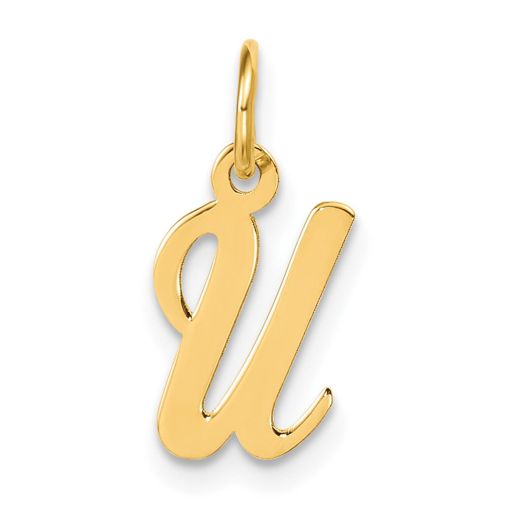 14K Gelbgold Klein Schreibschrift Buchstabe U Initiale Charm