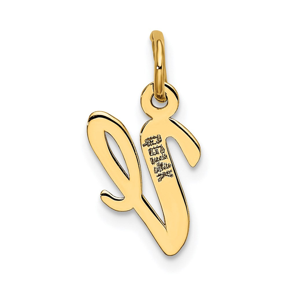 14K Gelbgold 14K Klein Schreibschrift Buchstabe V Initiale Charm