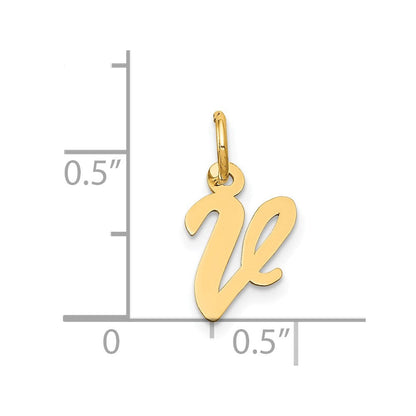 14K Gelbgold 14K Klein Schreibschrift Buchstabe V Initiale Charm