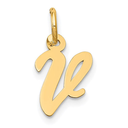 14K Gelbgold 14K Klein Schreibschrift Buchstabe V Initiale Charm