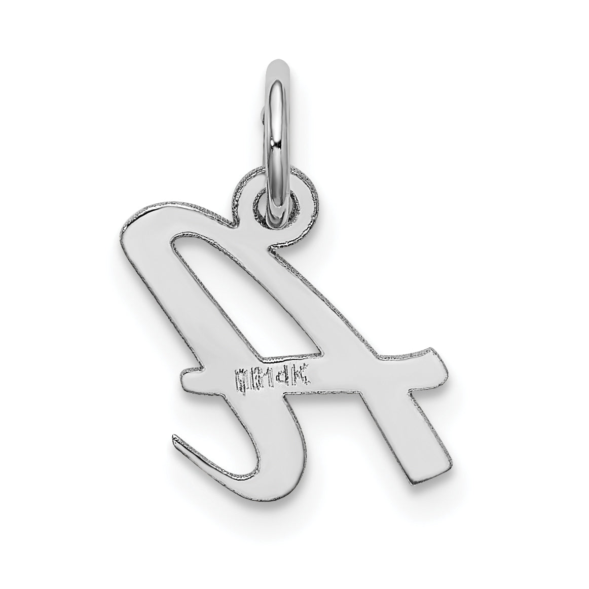 14K Weißgold 14K Weißgold Klein Schreibschrift Buchstabe A Initiale Charm