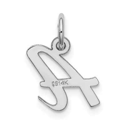 14K Weißgold 14K Weißgold Klein Schreibschrift Buchstabe A Initiale Charm