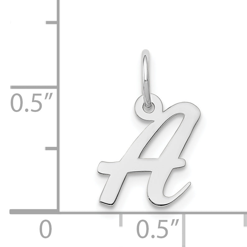 14K Weißgold 14K Weißgold Klein Schreibschrift Buchstabe A Initiale Charm