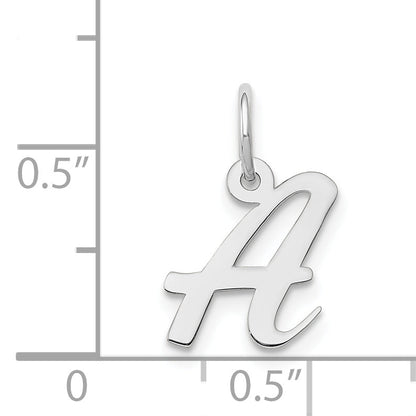 14K Weißgold 14K Weißgold Klein Schreibschrift Buchstabe A Initiale Charm