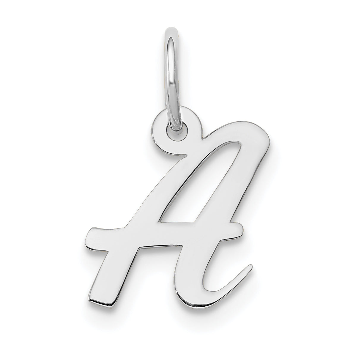 14K Weißgold 14K Weißgold Klein Schreibschrift Buchstabe A Initiale Charm