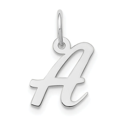 14K Weißgold 14K Weißgold Klein Schreibschrift Buchstabe A Initiale Charm