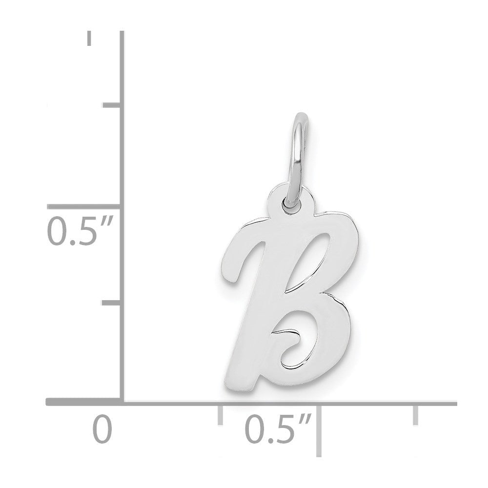 14K Weißgold 14K Weißgold Klein Schreibschrift Buchstabe B Initiale Charm