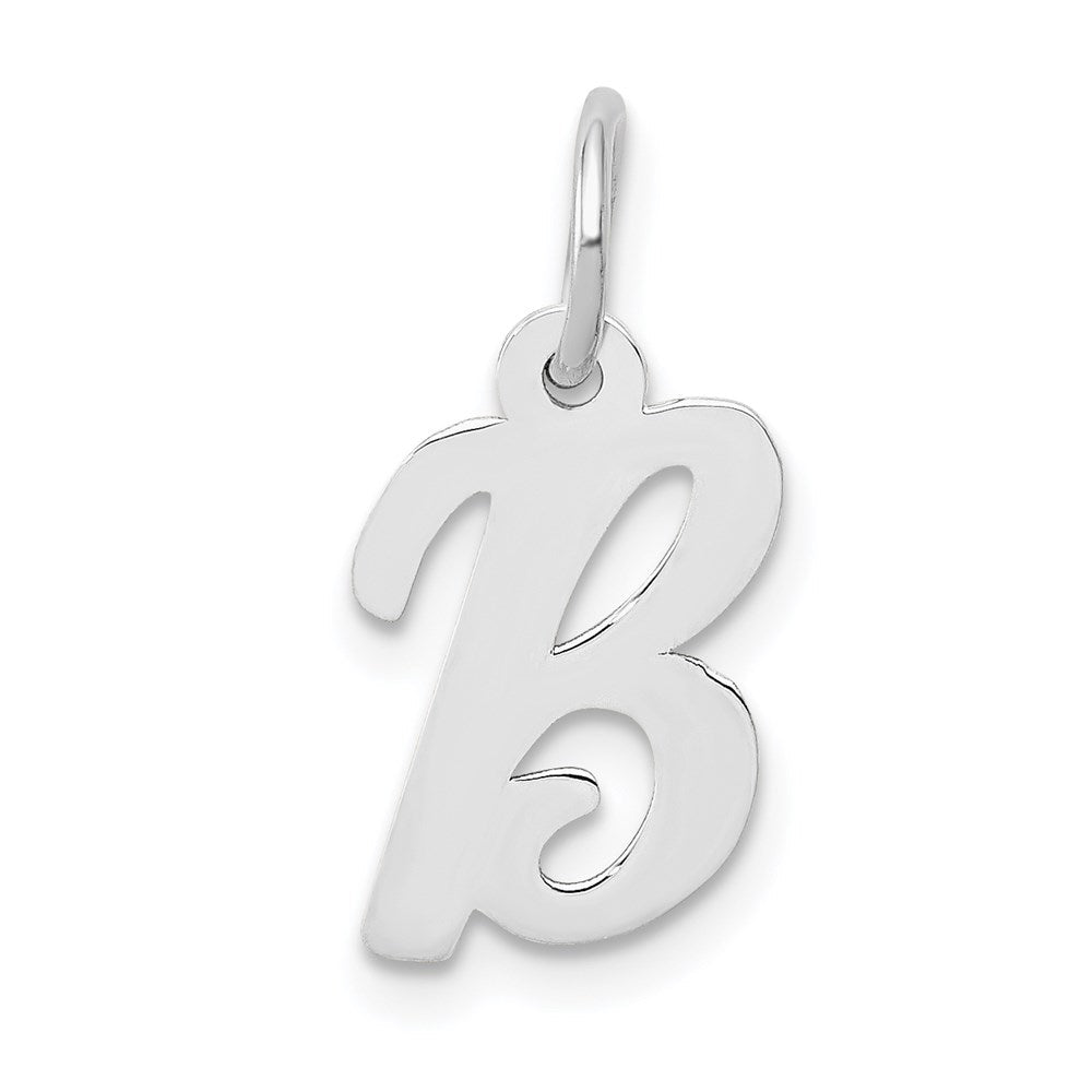14K Weißgold 14K Weißgold Klein Schreibschrift Buchstabe B Initiale Charm