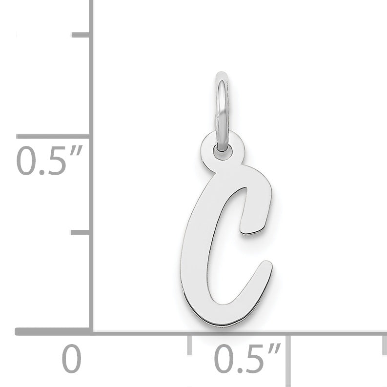 14K Weißgold 14K Weißgold Klein Schreibschrift Buchstabe C Initiale Charm