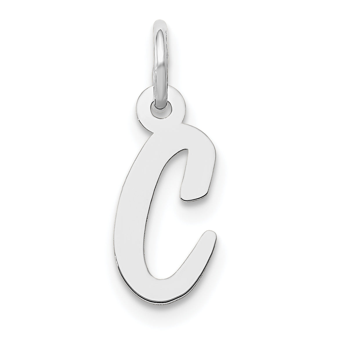 14K Weißgold 14K Weißgold Klein Schreibschrift Buchstabe C Initiale Charm