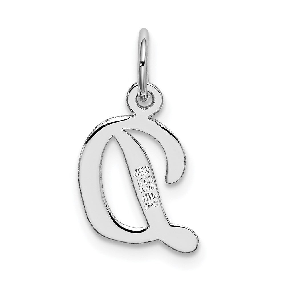 14K Weißgold 14K Weißgold Klein Schreibschrift Buchstabe D Initiale Charm
