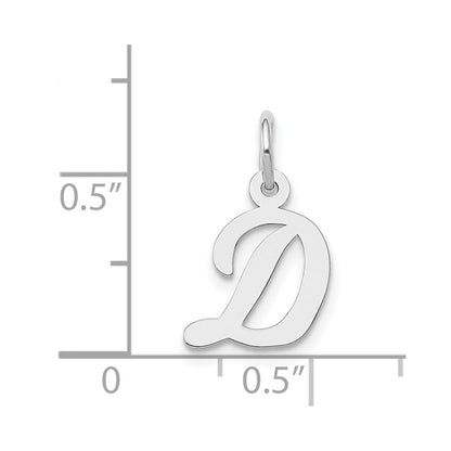 14K Weißgold 14K Weißgold Klein Schreibschrift Buchstabe D Initiale Charm