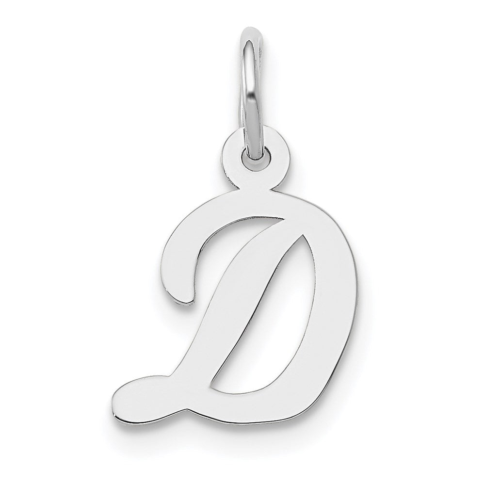 14K Weißgold 14K Weißgold Klein Schreibschrift Buchstabe D Initiale Charm
