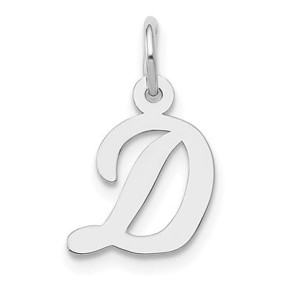 14K Weißgold 14K Weißgold Klein Schreibschrift Buchstabe D Initiale Charm