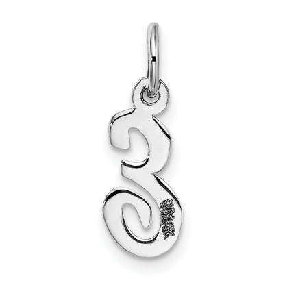 14K Weißgold 14K Weißgold Klein Schreibschrift Buchstabe E Initiale Charm
