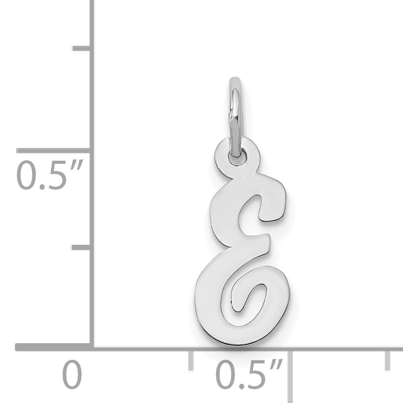 14K Weißgold 14K Weißgold Klein Schreibschrift Buchstabe E Initiale Charm