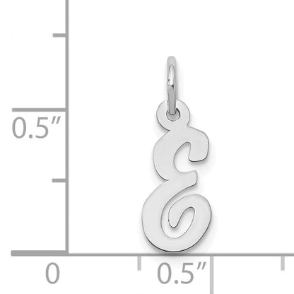 14K Weißgold 14K Weißgold Klein Schreibschrift Buchstabe E Initiale Charm