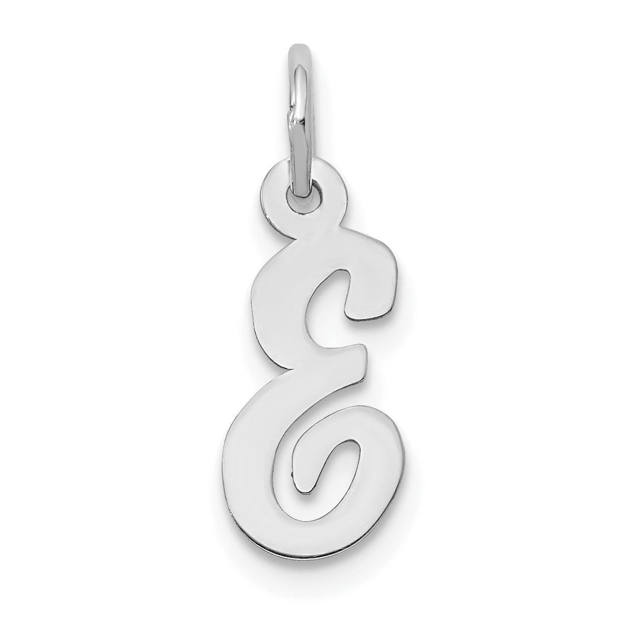 14K Weißgold 14K Weißgold Klein Schreibschrift Buchstabe E Initiale Charm