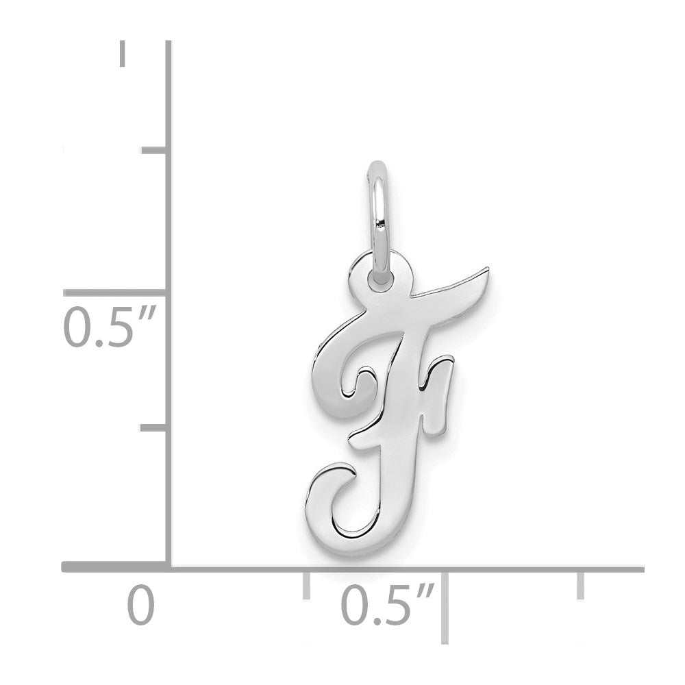 14K Weißgold 14K Weißgold Klein Schreibschrift Buchstabe F Initiale Charm
