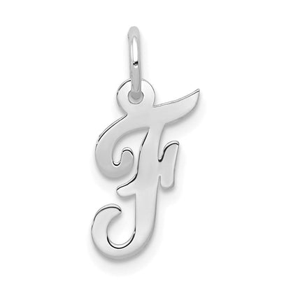 14K Weißgold 14K Weißgold Klein Schreibschrift Buchstabe F Initiale Charm