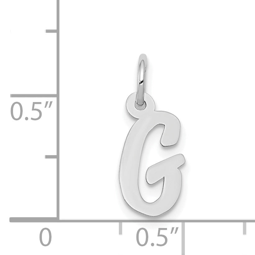 14K Weißgold 14K Weißgold Klein Schreibschrift Buchstabe G Initiale Charm