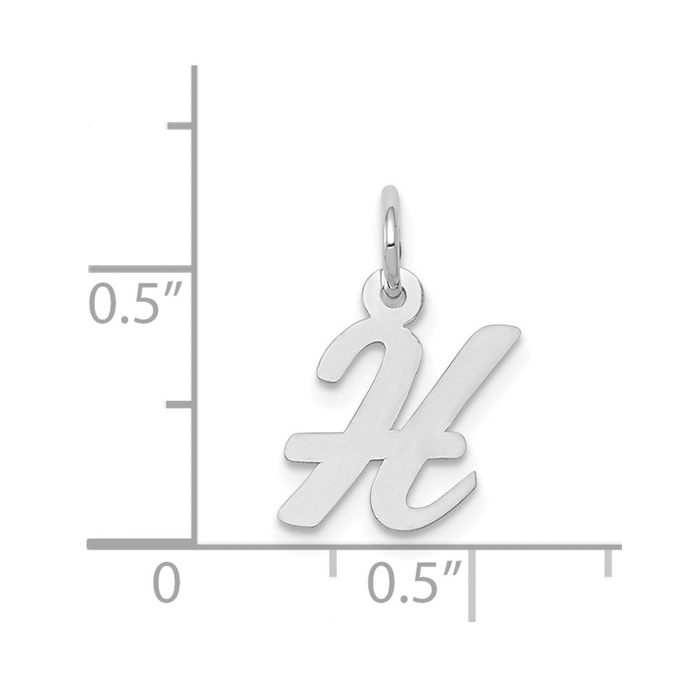 14K Weißgold 14K Weißgold Klein Schreibschrift Buchstabe H Initiale Charm