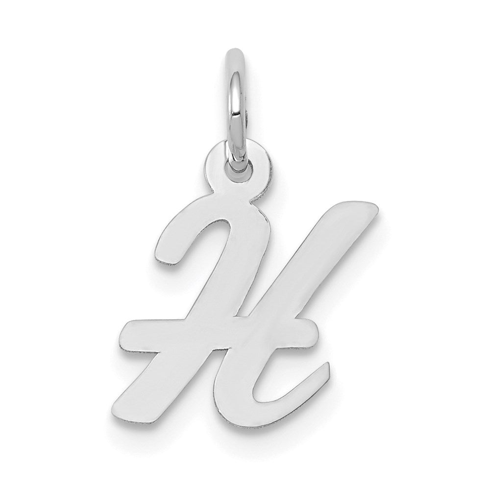 14K Weißgold 14K Weißgold Klein Schreibschrift Buchstabe H Initiale Charm