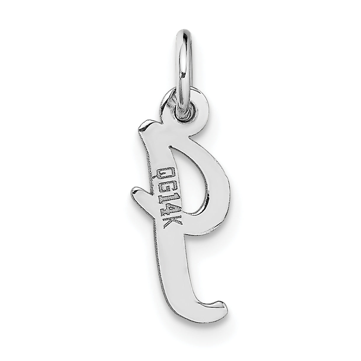 14K Weißgold 14K Weißgold Klein Schreibschrift Buchstabe I Initiale Charm