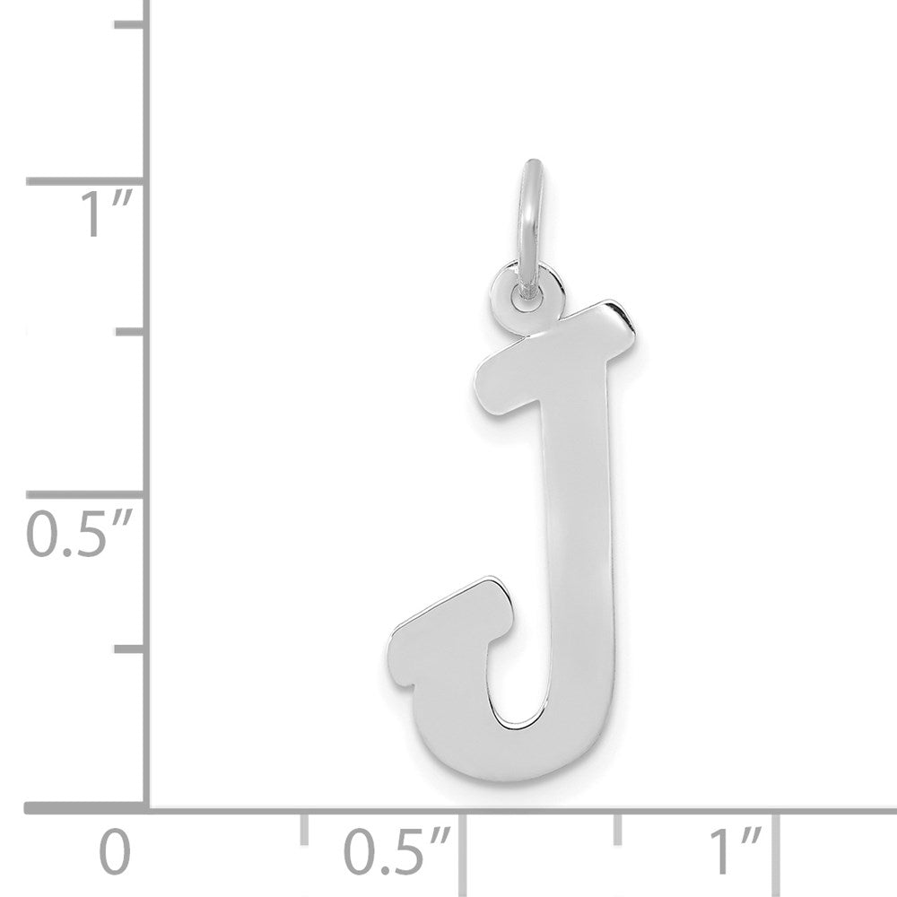 14K Weißgold 14K Weißgold Klein Schreibschrift Buchstabe J Initiale Charm
