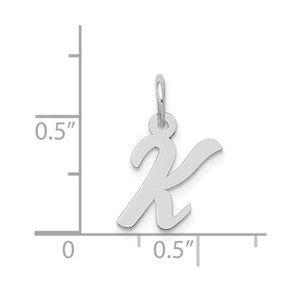14K Weißgold 14K Weißgold Klein Schreibschrift Buchstabe K Initiale Charm