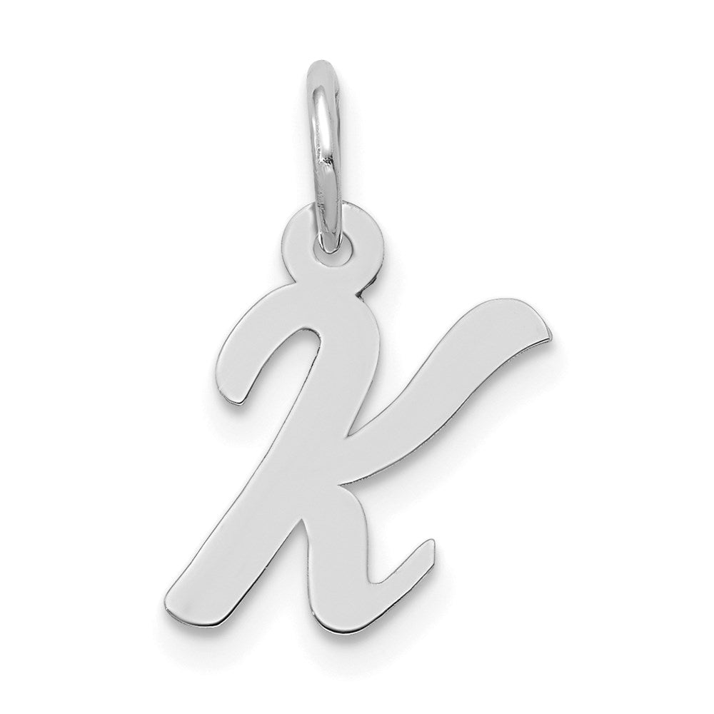 14K Weißgold 14K Weißgold Klein Schreibschrift Buchstabe K Initiale Charm