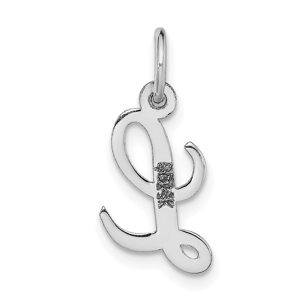 14K Weißgold 14K Weißgold Klein Schreibschrift Buchstabe L Initiale Charm