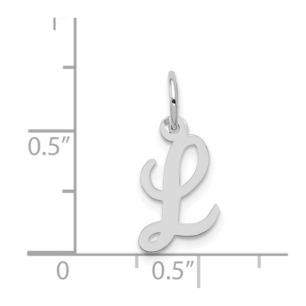 14K Weißgold 14K Weißgold Klein Schreibschrift Buchstabe L Initiale Charm