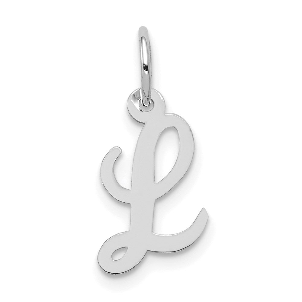 14K Weißgold 14K Weißgold Klein Schreibschrift Buchstabe L Initiale Charm