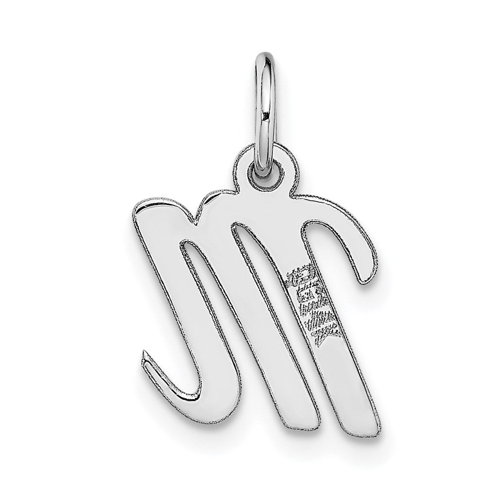 14K Weißgold 14K Weißgold Klein Schreibschrift Buchstabe M Initiale Charm