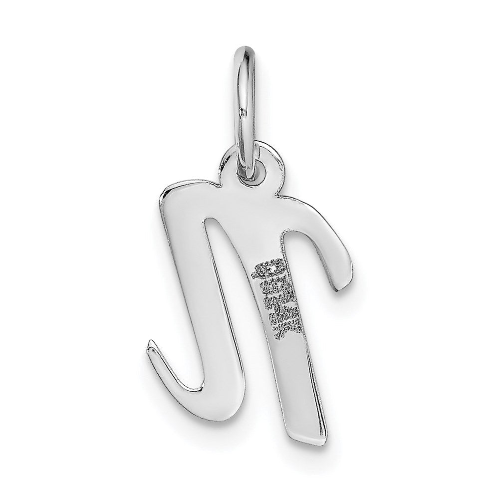 14K Weißgold 14K Weißgold Klein Schreibschrift Buchstabe N Initiale Charm