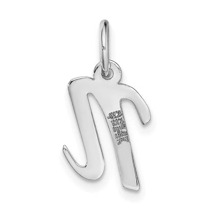 14K Weißgold 14K Weißgold Klein Schreibschrift Buchstabe N Initiale Charm