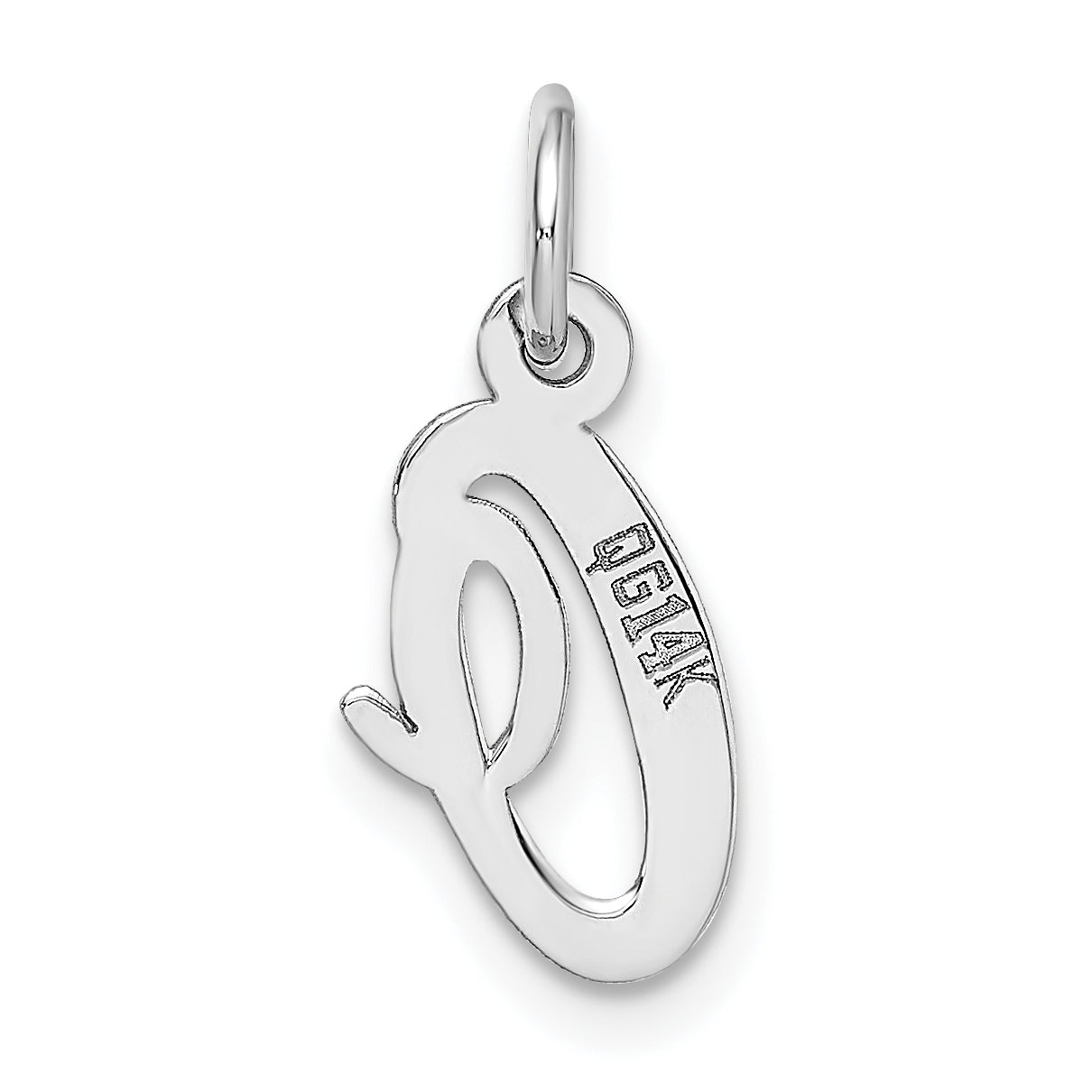 14K Weißgold 14K Weißgold Klein Schreibschrift Buchstabe O Initiale Charm